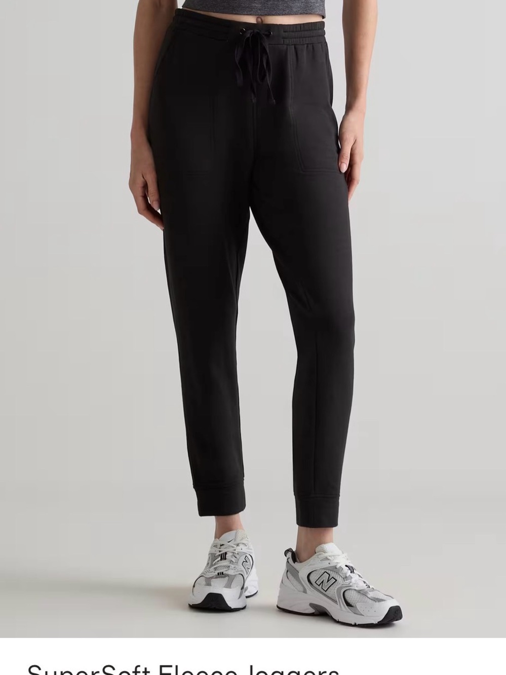 Quince SuperSoft Drawstring Fleece Joggers Black Size Small New with Tags